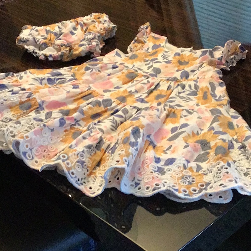 Girls floral eyelet sundress with matching bloomers